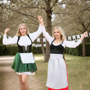 White Apron Women Woven Solid Color Short Restaurant Bar Uniform Maid Dress Style - Product Image 2