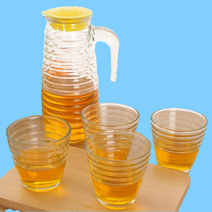 Precio al por mayor, portátil, 5/3 Uds., juego de tazas de jarra de agua de vidrio a rayas, jarra para agua, jugo, cerveza, vino - Product Image 2