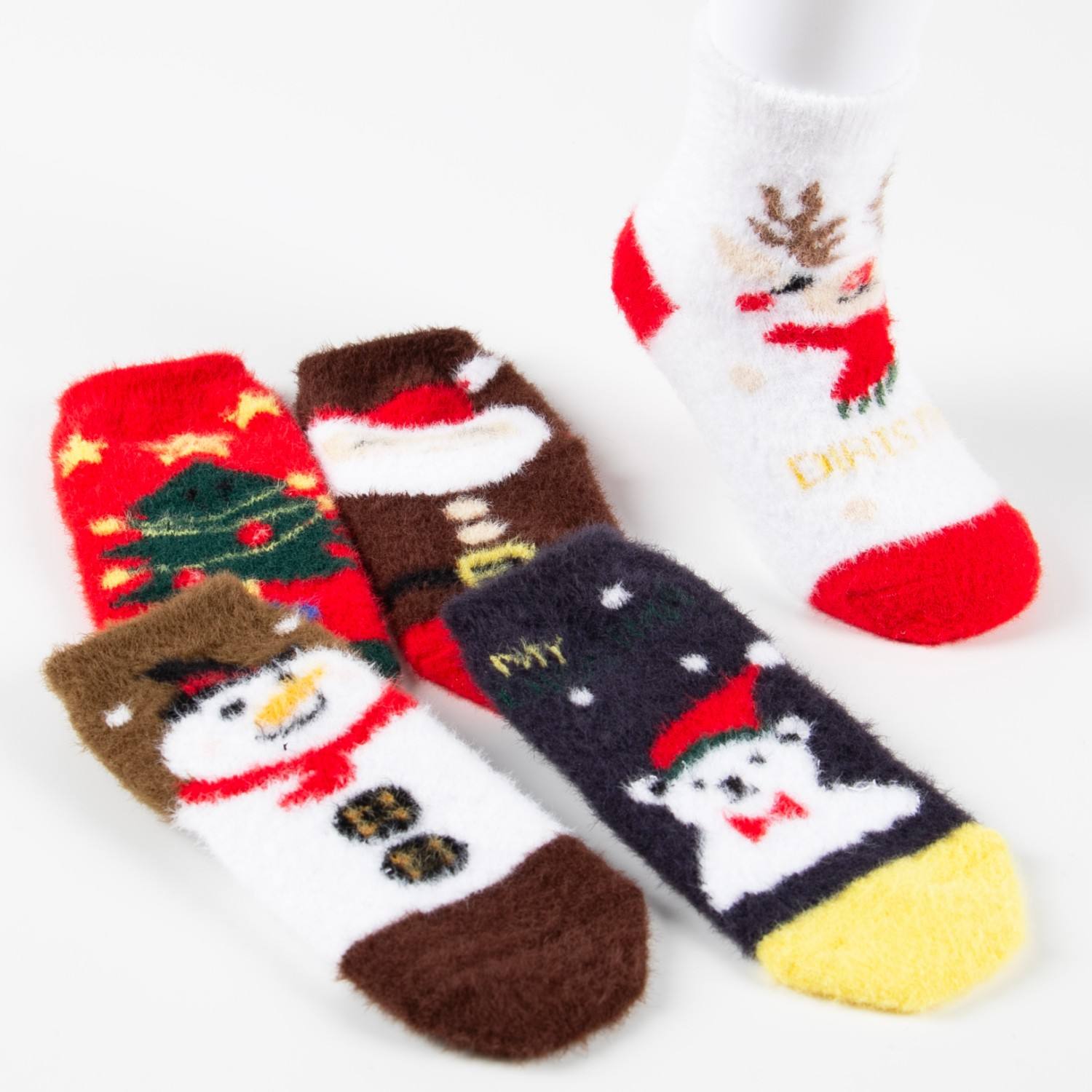 High Quality Wholesale Christmas Socks for Gift with Seamless Toe, Cotton Children Socks for Boys and Girls in Santa Design