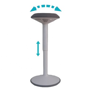 Tabouret à bascule ergonomique moderne pour bureau à domicile Tabouret en tissu blanc noir avec réglage de la hauteur Chaise de bureau assise debout et oscillante - Product Image 1