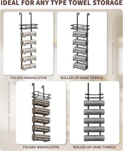 Organizzatore da appendere sopra la <span class=keywords><strong>porta</strong></span> in metallo <span class=keywords><strong>per</strong></span> <span class=keywords><strong>bagno</strong></span>, <span class=keywords><strong>porta</strong></span> <span class=keywords><strong>asciugamani</strong></span> a 6 livelli senza foratura <span class=keywords><strong>per</strong></span> piccoli bagni - Product Image 5