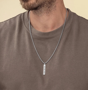 18k oro placcato personalizzato collana Bar uomo inciso a barra pendente per uomo uomo gioielli regalo per il giorno del papà del ragazzo - Product Image 4