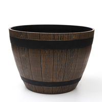 Nouveaux pots de fleurs en plastique effet bois, style baril à whisky, pour jardin extérieur, pots classiques pour plantes