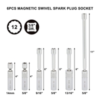 Offre Spéciale 6pcs 3/8 "Drive Thin Wall Magnetic Swivel Spark Plug Socket Set 12 Point CR-V Comprend 9/16" 5/8 "13/16" 14mm Sockets