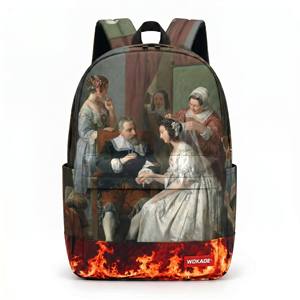 Sac à dos scolaire unisexe WOKADE vintage classique avec impression <span class=keywords><strong>de</strong></span> peinture à l'huile, grande capacité, fermeture éclair, logo personnalisé, pour étudiants - Product Image 5
