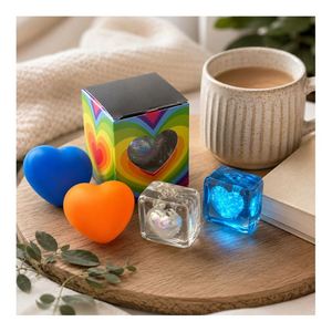 Private Label Glowing Heart Cube Squeeze Toy TPR Soft Squishy <b>Ball</b> <b>LED</b> Flashing Sensory Fidget Kids Gift Set Bulk - Product Image 3