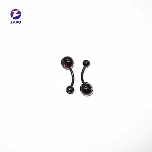 Anneau de piercing banane en acier inoxydable pour enfant, double zircon, boule unie, pour nombril, calibre 14 - Product Image 3