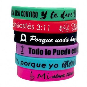 Pulseras de Silicona con Versículos Bíblicos Personalizados, Resistentes al Agua, Impresas en Serigrafía, al por Mayor, Inspiradoras, Cristianas, Religiosas, para Uso Promocional - Product Image 5