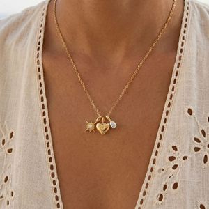 Collar con Colgante Triple Corazón MOM, Acero Inoxidable, Chapado en Oro de 18K, Cadena para Clavícula, Joyerí<span class=keywords><strong>a</strong></span> de Regalo - Product Image 5