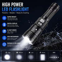 Lampe torche LED P50 haute puissance rechargeable USB ABS pour camping, 350 lumens, zoom, portée du faisceau 200-500m, patrouille extérieure