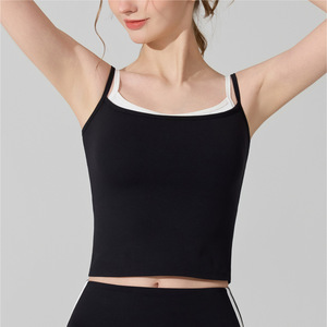 Top Deportivo Corto Estilo Coreano para Mujer, Diseño Bicolor con Efecto Segunda Piel, Ideal para Yoga, Running y Gimnasio, Tops Deportivos Personalizados Disponibles - Product Image 4