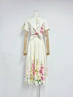 Robe maxi en coton à imprimé floral d'été A12709 avec ceinture et poches