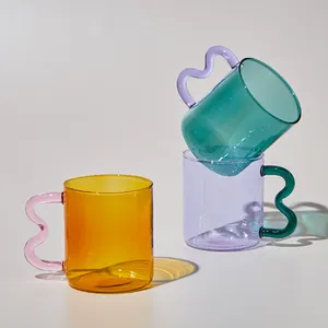 Taza de leche de gran capacidad de 300ML, vaso de cristal colorido con pajita lavable con corazón de alta calidad para chica
