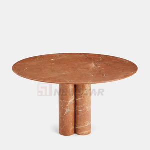 Mesa de Comedor Redonda de Mármol Personalizada, Mesa de Comedor de Mármol Rojo Rosso <span class=keywords><strong>Alicante</strong></span> Coralito, Mesa de Comedor con Tapa de Mármol Natural de Alta Calidad - Product Image 5