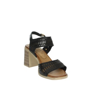 Sandali da donna neri alla moda con tacco comode scarpe da sposa 160792 in raso e pelliccia con punta quadrata - Product Image 5