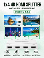Direkt vom Hersteller: 1x4 Splitter 4K 30Hz 1 Eingang 4 Ausgänge Micro-USB-betrieben für Büro-Monitore und Ausstellungshallen-Bildschirme