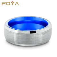 POYA Classique Hybride Tungstène Argent Plaqué Constellation Design Bague de Mariage Bleu Atlantique
