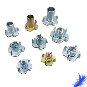 Tuercas de cuatro puntas M8 M10 métricas totalmente roscadas para inserciones de herrajes de muebles de madera - Product Image 2