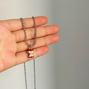 Collar con Colgante de Manzana Mordida, Cadena de Bolas de Acero de Titanio, Estilo Instagram, Joyería de Moda - Product Image 3