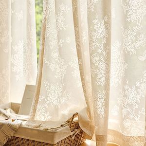Tende in garza ricamate Moon Branch, velate decorative in stile francese color crema, per finestre angolari, vendita all'ingrosso al metro - Product Image 3