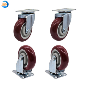 عجلات دوارة عالمية مقاس <span class=keywords><strong>4</strong></span> بوصات مصنوعة من مادة البولي بروبيلين، ثابتة وقابلة للدوران، مناسبة لعربات العمل والمنصات المتحركة - Product Image 1