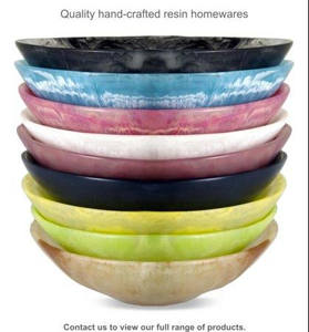 Handcrafted alimenti sicuri ciotola in resina con marmo modello e aqua swirl pattern utilizzato per contenere marmellata insalata e di ghiaccio crema - Product Image 2