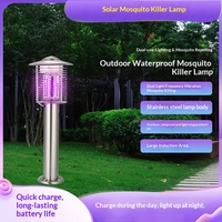 Lampe anti-moustiques portable à double fréquence de vibration, alimentée par énergie solaire, LED, en acier inoxydable, étanche, couleur violette