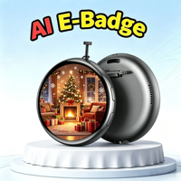 Insignia Electrónica Interactiva por Voz con IA, Pantalla Táctil Circular HD, Insignia Digital Portátil, Personalizable con Foto y Video