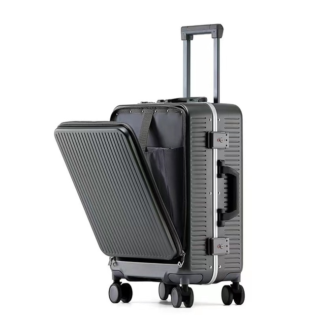Leaveking 2023 Hardside PC Carry on Hard Shell Laptop case Aluminum Frame Luggage Front Opening Valise De Voyage
