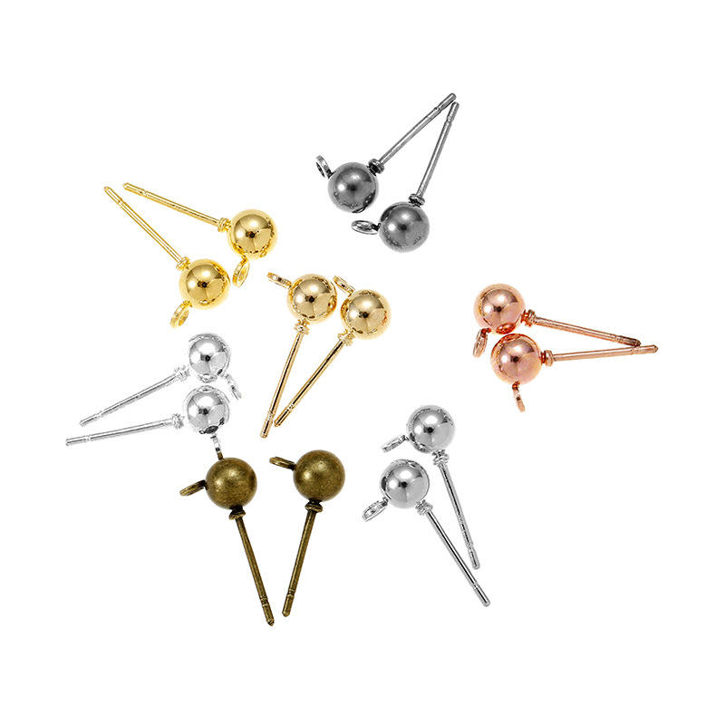 100pcs/bag 3/4/5mm Colors Pin Findings Stud Earring Basic Pins Stoppers  Connector for DIY Jewelry Making Accessories Supplies