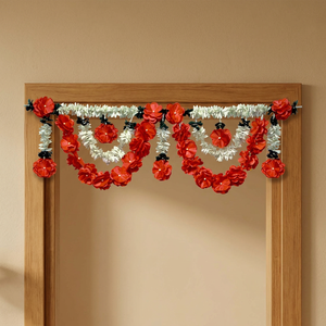 <b>Artificial</b> <b>Flower</b> Factory Plastic Woven Red and White Mixed Floral Toran Door Hanging for Wedding and Home Decoration - Product Image 3
