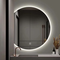 Miroir Mural LED Moderne Semi-Circulaire Asymétrique pour Salon, Hôtel, Salle de Bain, Chambre & Séjour – Solution de Design Graphique
