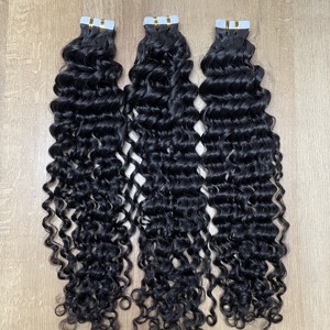 Extensions de cheveux à bandes adhésives 100% cheveux humains vierges, cuticules alignées, invisibles, ondulées lâches, lisses crépus, bouclées birmanes, 50 grammes, 20 pièces - Product Image 4