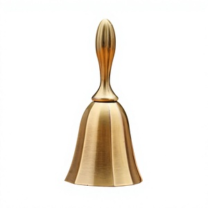 กระดิ่งทองเหลืองชุบทองสไตล์โบราณ งานโลหะขัดเงา ของตกแต่งบ้าน - Product Image 1