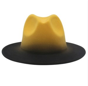 Sombrero bombín de estilo francés-Sombrero de fieltro de <span class=keywords><strong>tweed</strong></span> de color degradado de dos colores con pintura en aerosol-Sombrero de <span class=keywords><strong>tweed</strong></span> de Jazz de estilo masculino y femenino - Product Image 5