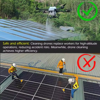 Drone professionnel de nettoyage haute pression pour panneaux solaires avec système de positionnement double RTK, puissance 7200W, réservoir d'eau de 50L