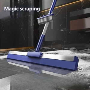 Escobilla de baño para limpiar agua, mopa mágica con tiras de silicona y cerdas, herramienta de limpieza de suelos para el hogar y el baño - Product Image 2