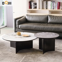 Salon italien Petite table basse ronde de luxe Ensemble de tables à thé modernes extensibles en métal Rock Plate Designer Creative