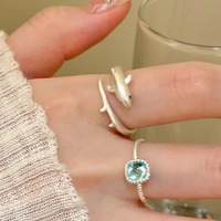 Bague ouverte réglable créative en forme de requin, style coréen, pour femme, idéale pour le quotidien, cadeau de bijoux