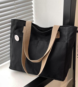 Large pockets, multiple pockets, <b>canvas</b> bags, hand-held bags, suitable for travel and outings - Product Image 1