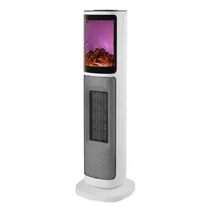 KONWIN Tower Heater PTC Electric Tower Fan Heater Flame Fireplace Remote Control Ceramic 2000W Space Room Heater
