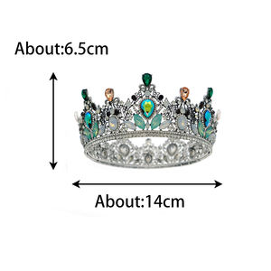 มงกุฎโลหะประดับพลอยเทียมสไตล์บาร็อคขนาดใหญ่แวววาวเครื่องประดับผมสีสันสดใสรัดเกล้างานปาร์ตี้แบบโรแมนติกคลาสสิกปรับแต่งได้ - Product Image 6
