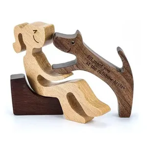Ücretsiz gravür kişiselleştirilmiş özel ahşap köpek ve insan yaratıcı zanaat el yapımı heykelcik Ornement dekor hediyeler köpek kedi için - Product Image 5