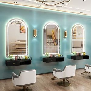 Espejo de Lujo para Barbería y Salón de Belleza, Dedicado al Teñido y Planchado, con Luz, Calentamiento y Gabinete Colgante de Pared - Product Image 4