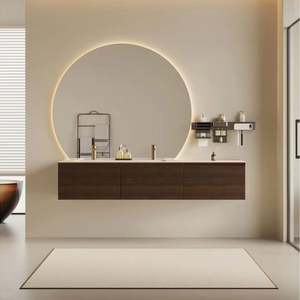 Contemporary Simplicity Style Solid <b>Wood</b> <b>Bathroom</b> <b>Cabinet</b> Single <b>Bathroom</b> Vanity for Apartment - Product Image 2
