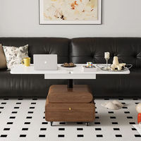 Table d'appoint pliable et extensible, table basse multifonctionnelle, couleur blanc et noyer, avec tiroir de rangement pour salon et maison