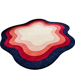 Tapis en laine tufté à la main ITHL, motif géométrique moderne, à poils ras, lavable/résistant aux taches pour salons/salles à manger, Inde (Uttar Pradesh) - Product Image 1