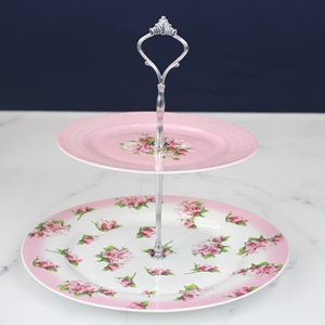Plateau rond à gâteau en porcelaine Fine, support à pâtisserie en céramique de 2 niveaux pour la maison, les hôtels, les restaurants et les mariages, vente en gros en chine - Product Image 3