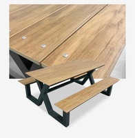 Table à manger moderne en métal ensemble de chaises banc de pique-nique commercial d'extérieur meubles de patio pour parc hôtel école ou villa ensemble de table