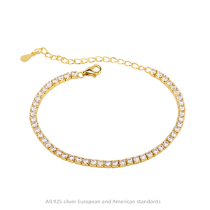 Friend Silver 925 Tennis Bracelets with Spring Diamond Rhodium Plated <strong>Argento</strong> <strong>Bracciali</strong> Argent Pulseras De Tenis - Product Image 3